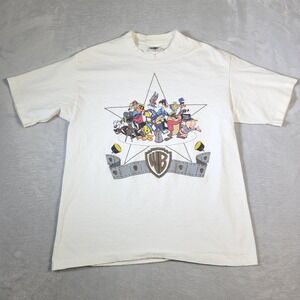 Vintage Looney Tunes T-Shirt Mens L White Warner Bros Film Crew Acme Clothing